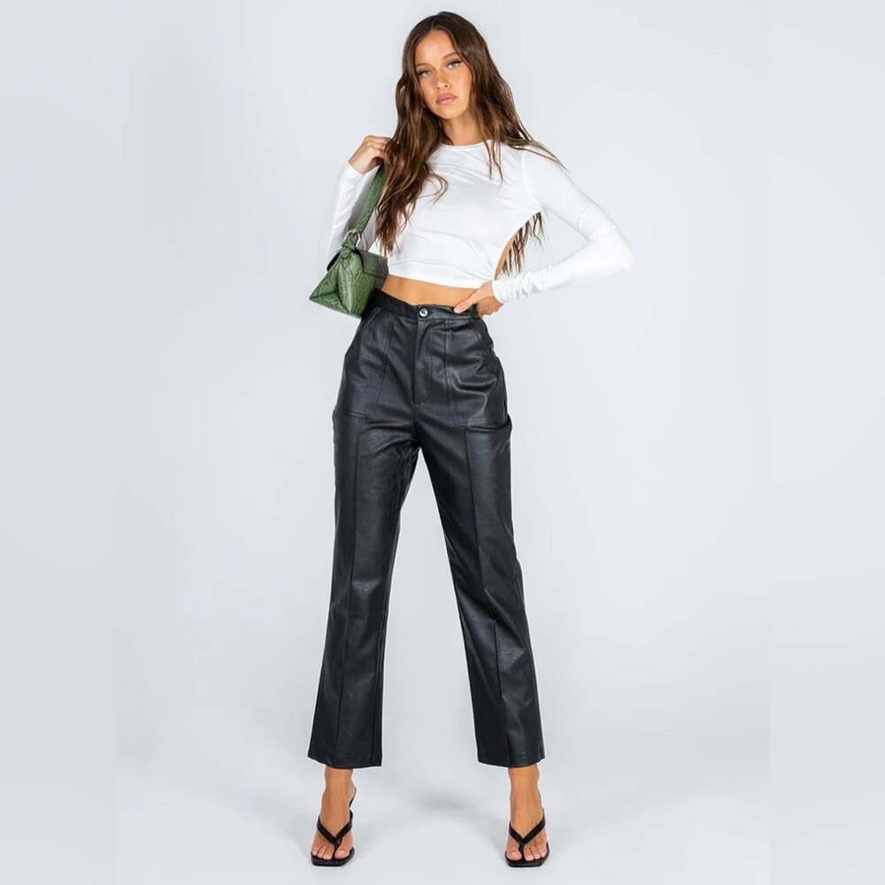 Princess Polly Encore Faux Leather Black Pants